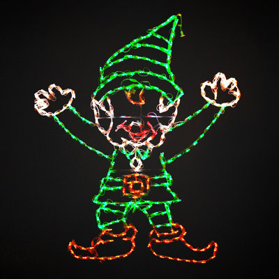 Elf with Hands Joyfully Up LED