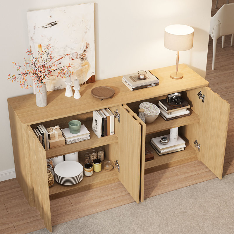 Mid-Century Modern Wave-Front Sideboard Buffet, Oak