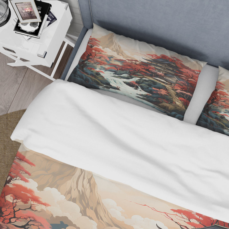 Ensemble de housse de couette en microfibre / polyester Asian Art Landscape Bedding