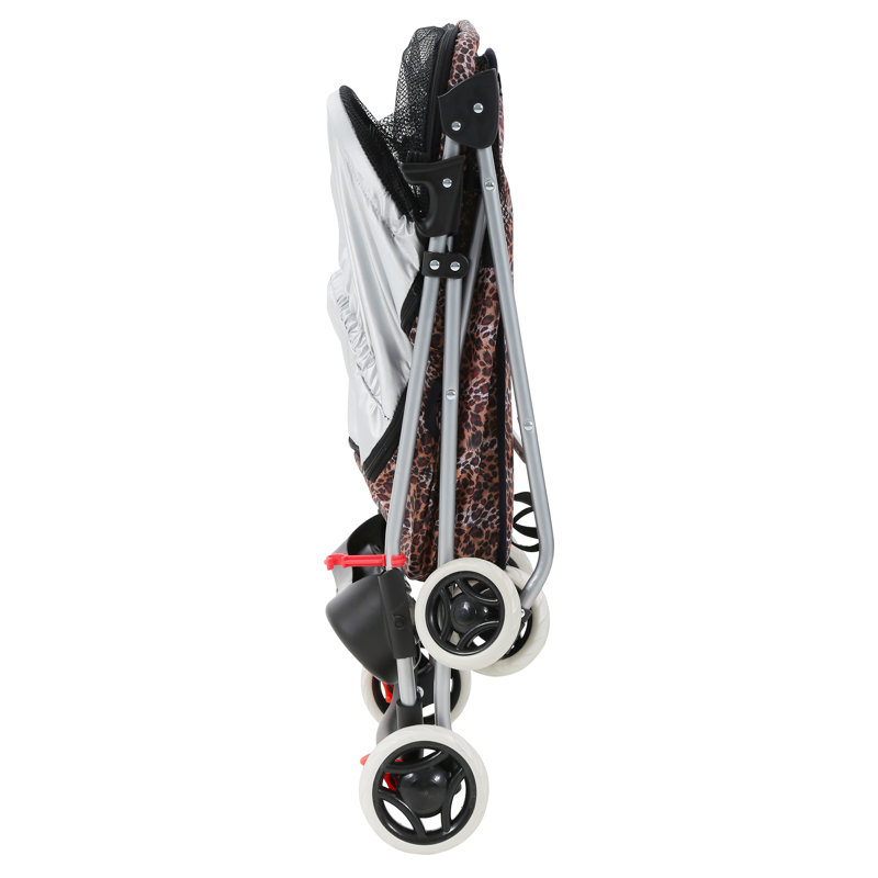 Leopard Print Folding Pet Stroller with Cup Holder