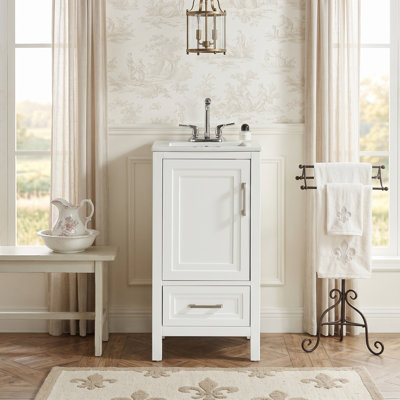 VESTO 18 Inch Freestanding Solid Wood Bathroom Vanity With Countertop Fully Assembled