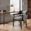 Chaise de salle à manger et de jeu en noyer avec similicuir noir