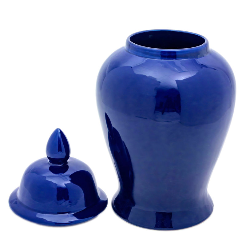 Timeless Chinese Temple Jar, Navy Blue, 18"