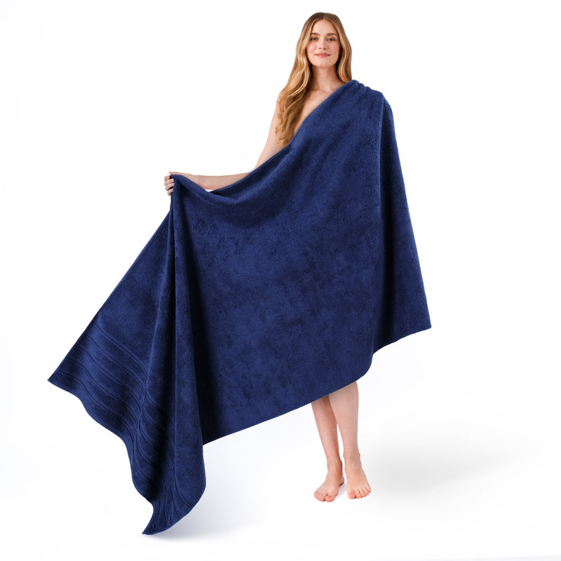 Darcelle 100% Cotton 35x70 Jumbo Large Bath Sheet, Navy Blue