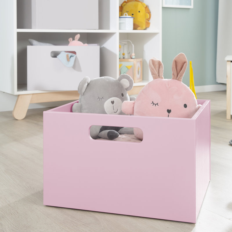 Roba Wooden Toy Box, Antique pink and pink