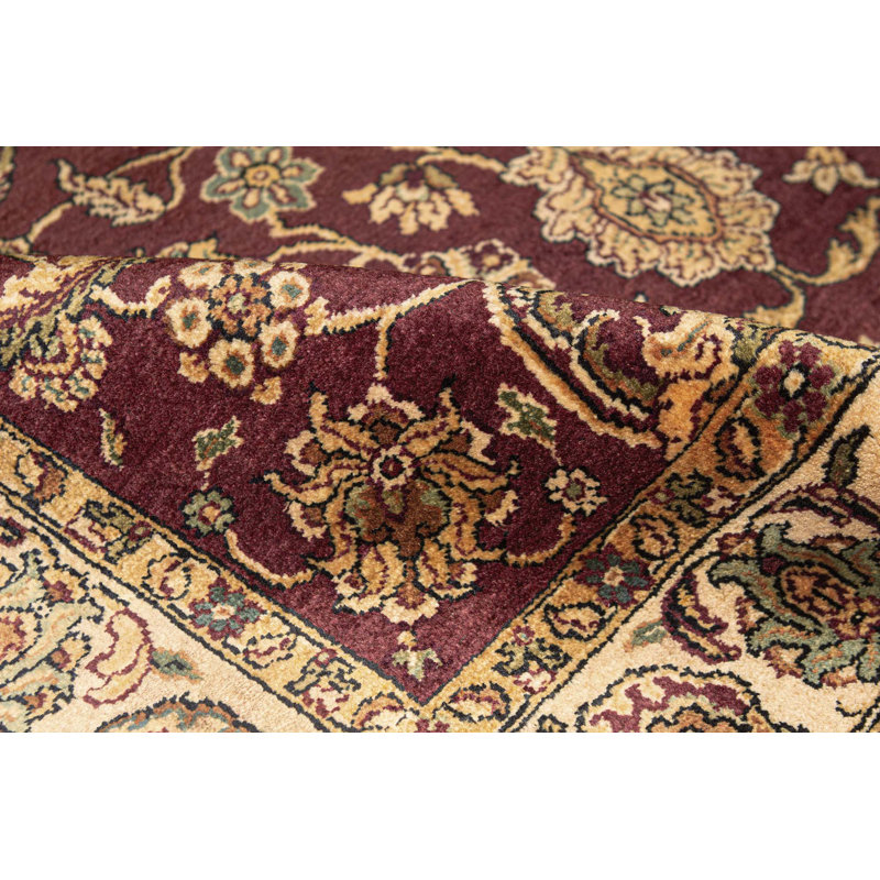 Hand-Knotted High-Quality Red and Cream Area Rug