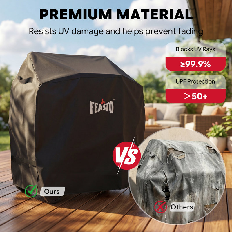 Couvercle de friteuse d'extérieur au propane 37 pouces FEASTO, imperméable 600D, noir