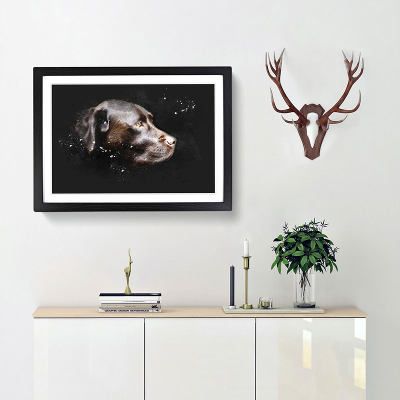 Chocolate Brown Labrador Dog - Picture Frame Graphic Art Print, Black Framed, 33cm H x 45cm W x 2cm D
