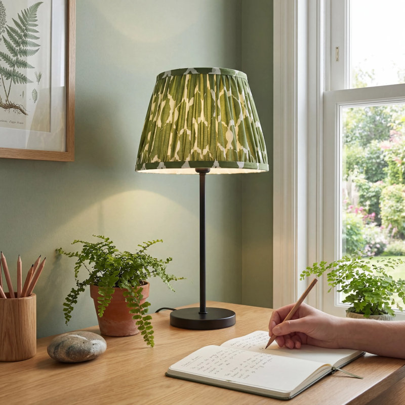 18cm H Fabric Drum Lamp Shade ( Slip-On ) in Green