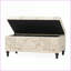 Banc de rangement repose-pieds, tissu d'écriture traditionnel français et amp; Pieds en bois massif - salon, entrée, chambre à coucher | Bois | Noir