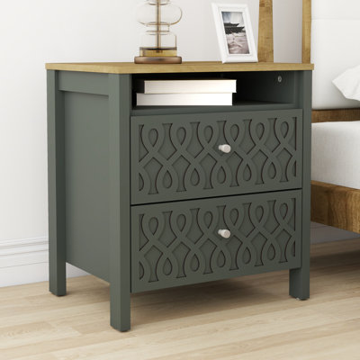 Table de chevet en bois manufacturé à 2 tiroirs l 20,9 po Pruitt