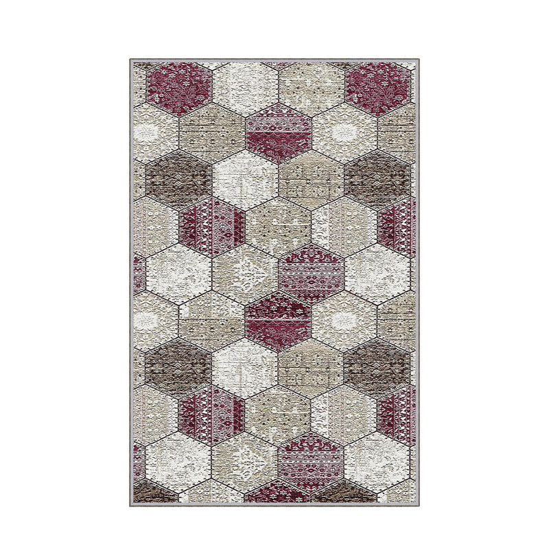Tapis tissé élégant, 5,2 x 7,5 pieds | 100% polyester, hauteur des poils de 0,3 po, antibactérien, envers en PVC antidérapant | Lavable à la machine, impression numérique 3D | Parfait pour le salon, la chambre à coucher et la décoration intérieure