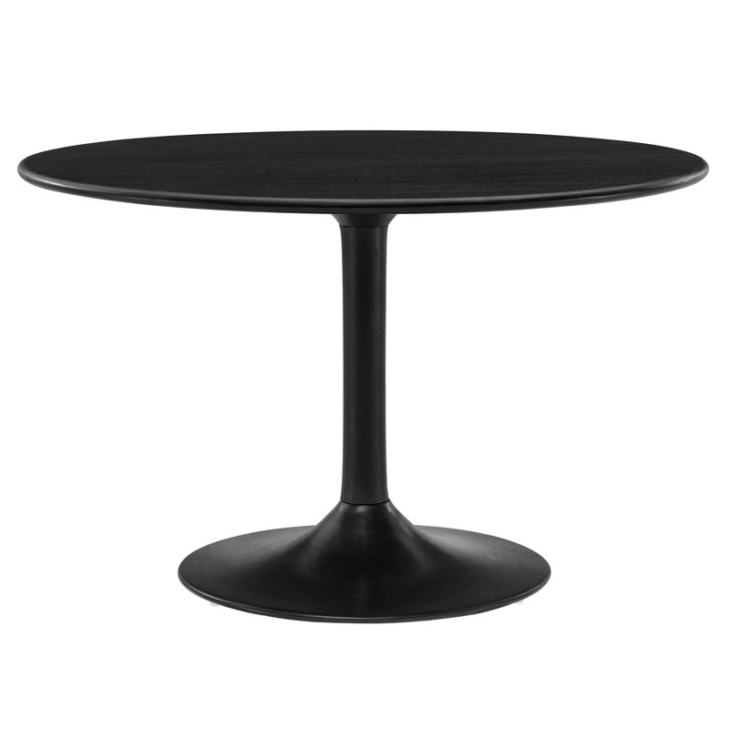 Lippa 48" Round Solid Wood Dining Table, Black