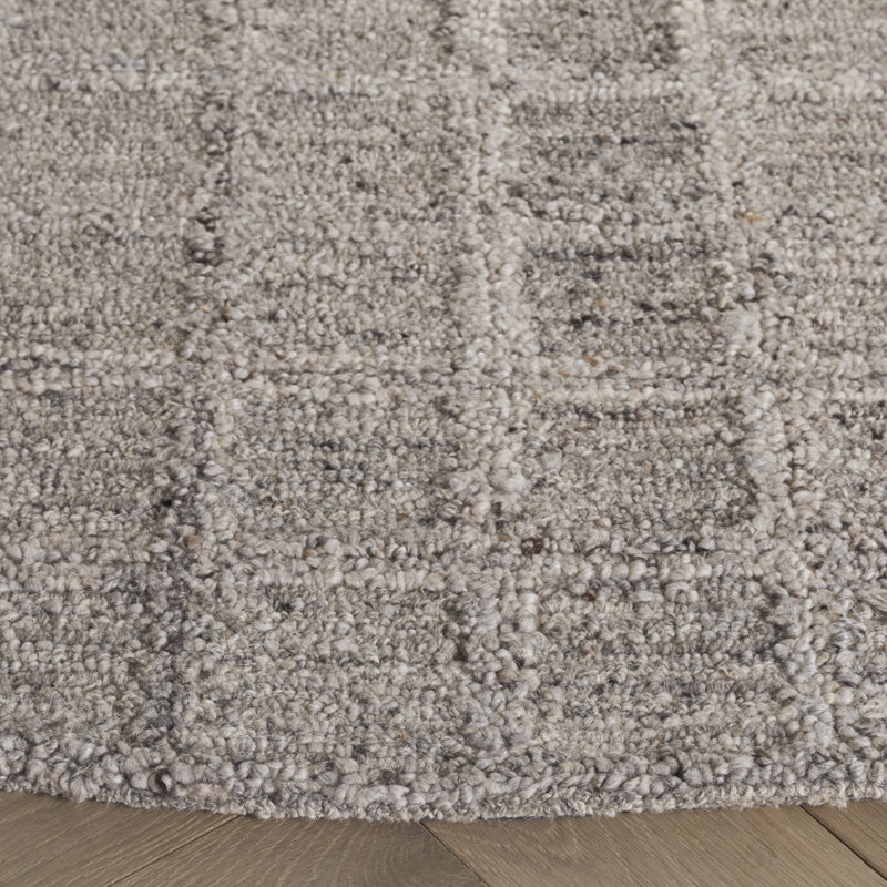 Pine 115 Hand Tufted Wool Pile Geometric Rug, Round 6'