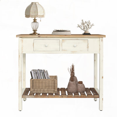 2-Drawer Console Table with Open Shelf