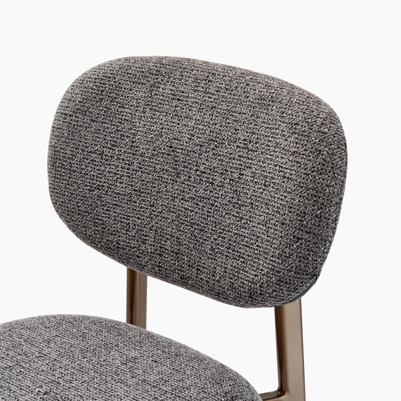 Merella Upholstered Fabric Dining Chairs Bronze Legs - Contemporary Sleek Design, Grey