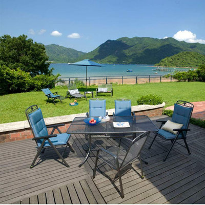 Rectangular Metal Outdoor Dining Table , 145cm W 90cm D