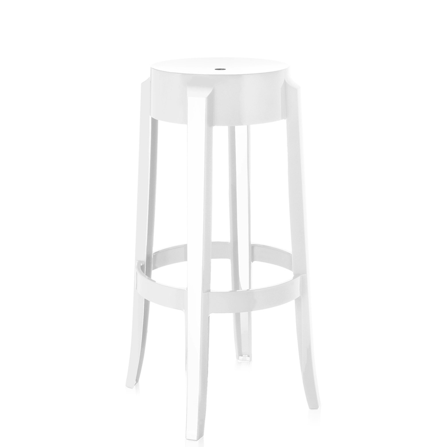 Charles Backless Outdoor Bar Stool, Glossy White, 29.53"