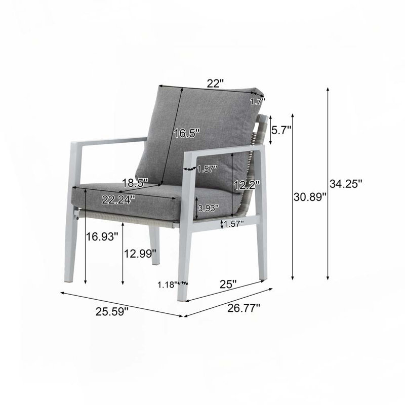 Chaise longue d'extérieur en aluminium avec corde élégante