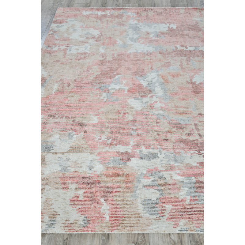 Mineral Abstract Area Rug in Red Orange, Rectangle 9' x 12'