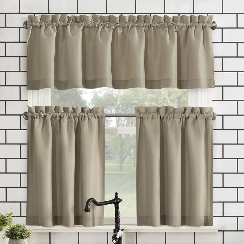 Cantonnière et volants semi-diaphanes avec passe-tringle Buchheit, l 54 po x L 24 po, Taupe