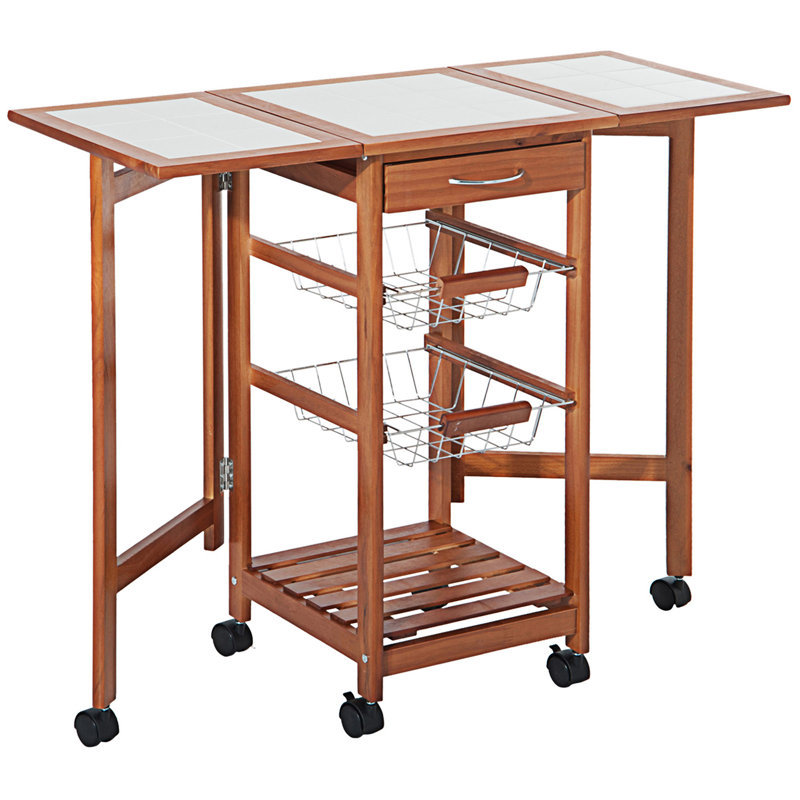 Îlot de cuisine moderne en bois avec abattant (sans tabouret inclus)