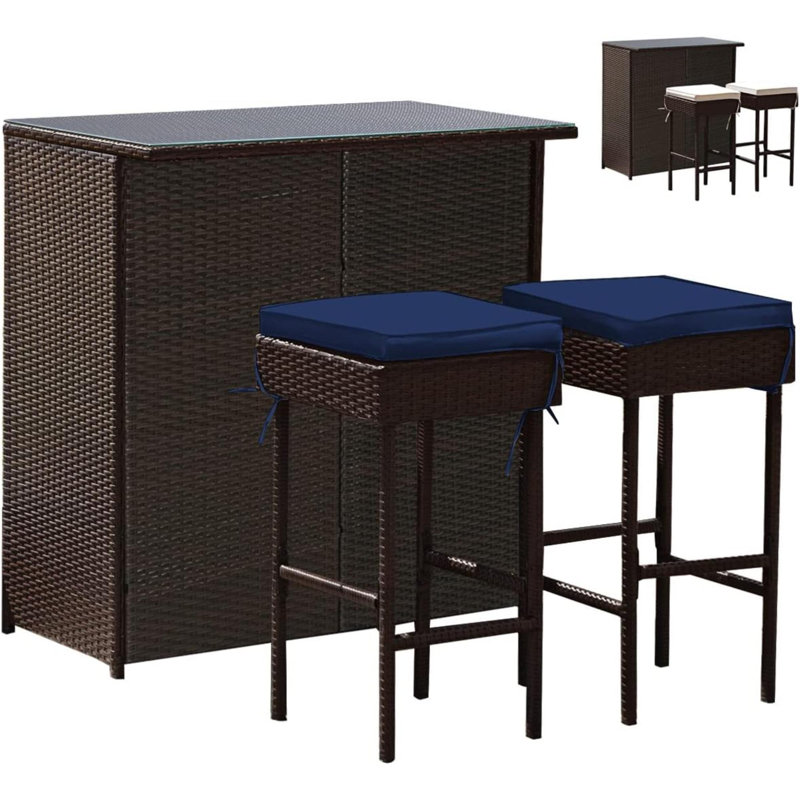 Bar Set, Navy/Blue, 41.5"H x 24"W x 40"D