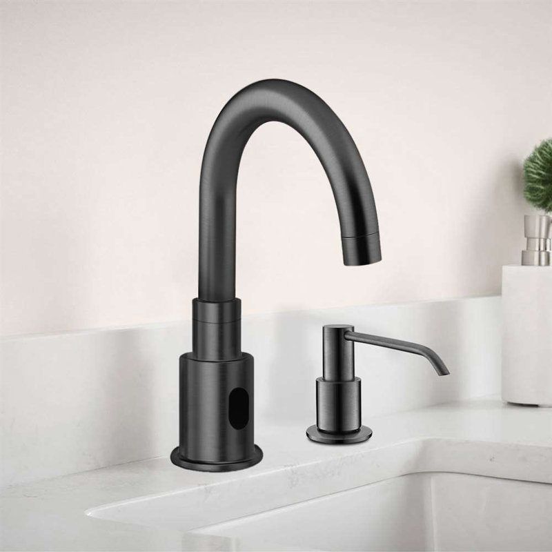 Robinet à capteur sans contact en bronze huilé foncé, conception automatique élégante pour toilettes commerciales
