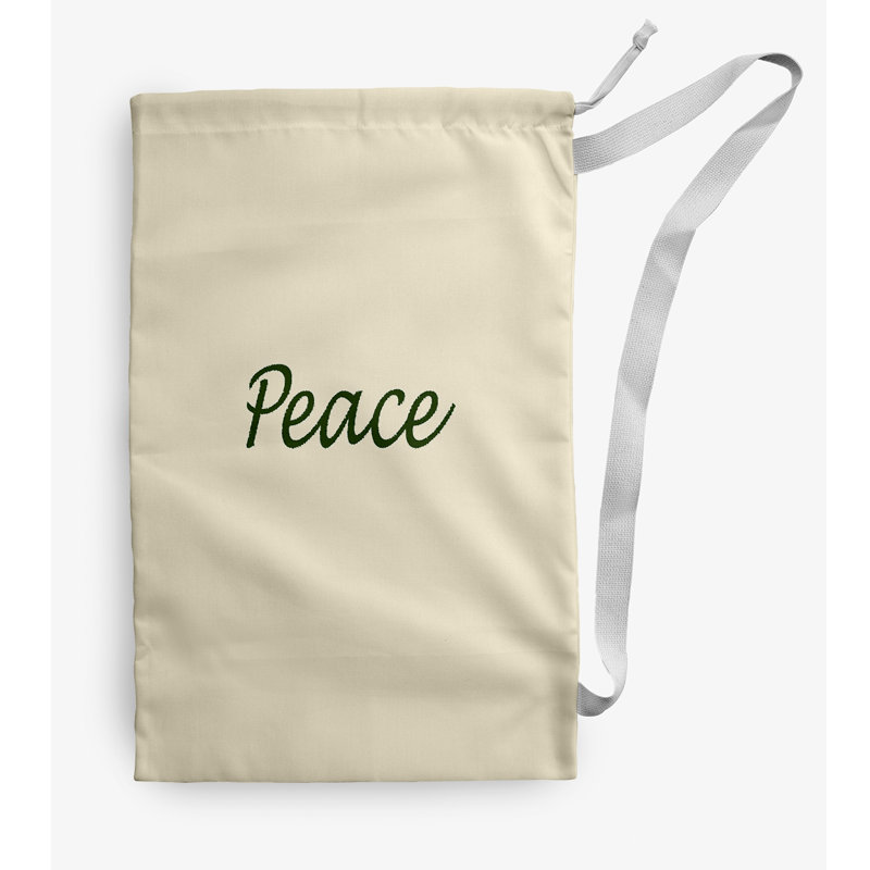 Sac à linge Peace Peace, Petit (H 29 po x l 18 po), Vert / blanc