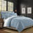 Shay Solid Cornflower Blue Cotton Comforter Set  8 Piece-109897567
