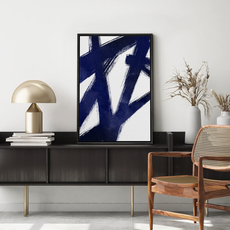 «Marine Blue Grunge Paint Stroke Landscape Woodland» sur, H 36 po x l 24 po, Noir