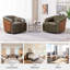Fauteuil demi-tonneau pivotant en cuir véritable-784534206