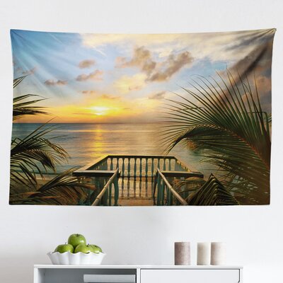 Ambesonne Ocean Tapestry, Mediterranean Horizon Seascape From Wooden Terrace Balcony Fences Holiday Life Photo, Fabric Wall Hanging Decor For Bedroom -  East Urban Home, 4A8D22828C0545C488E75F655D8CF009