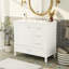 Armoire de salle de bain blanche avec porte à fermeture en douceur - rangement silencieux et fonctionnel en bois massif 36 po