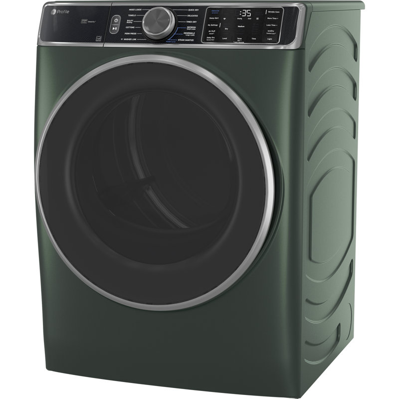 GE Profile Energy Star 7.8 Cu. Ft. Capacity Smart Front Load Gas Dryer With Steam And Sanitize Cycle, Jade Green, Natural Gas
