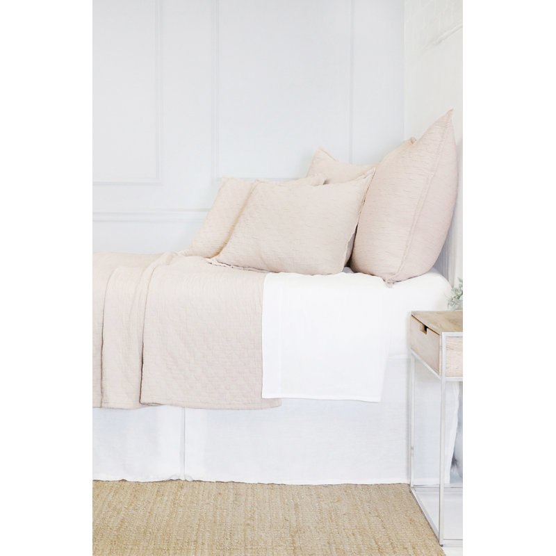 Blush Cotton Twin Matelassé Coverlet with Diamond Pattern