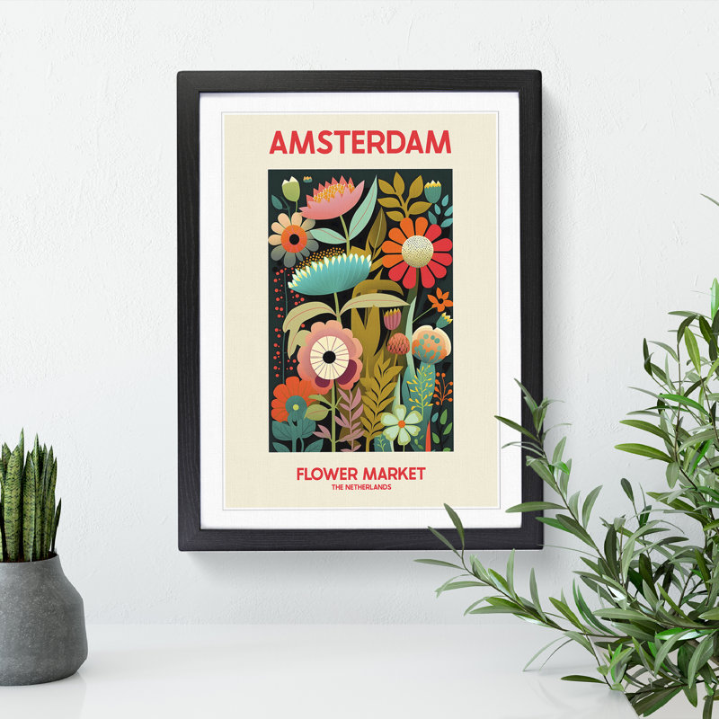 Amsterdam Flower Market Exhibition 14 - Single Picture Frame Print on Wood, 64cm H x 46cm W x 2cm D