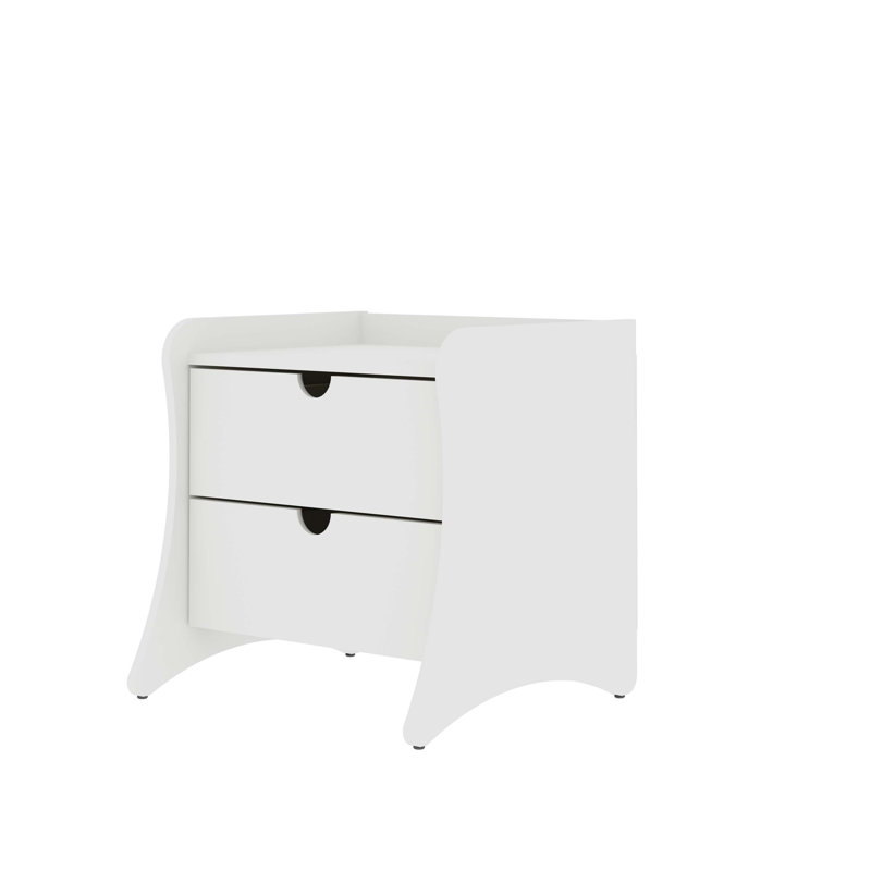 Coney Mid-Century Modern 2-Drawer Nightstand, White, Individual 