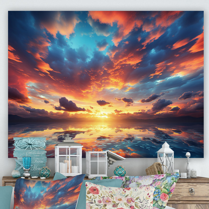 Magical Sunset Sky I - art mural ciel, H 16 po x l 32 po x P 1 po, Toile tendue