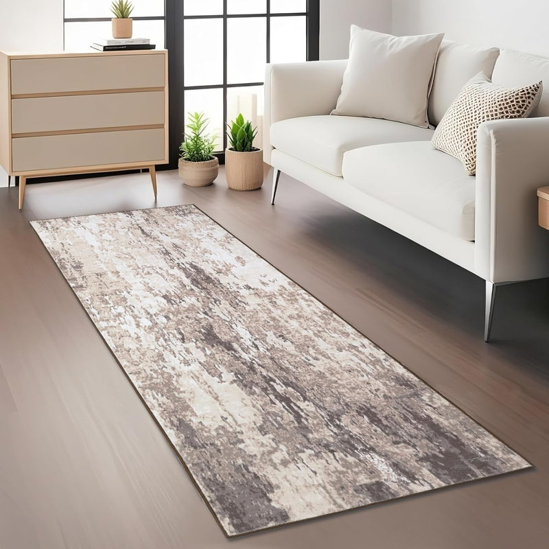 Hallway Runner Rug Non Slip Machine Washable Area Rugs Modern Abstract Bedside Floor Cover Non Shedding Contemporary Carpet for Laundry, Kitchen, Bedroom
