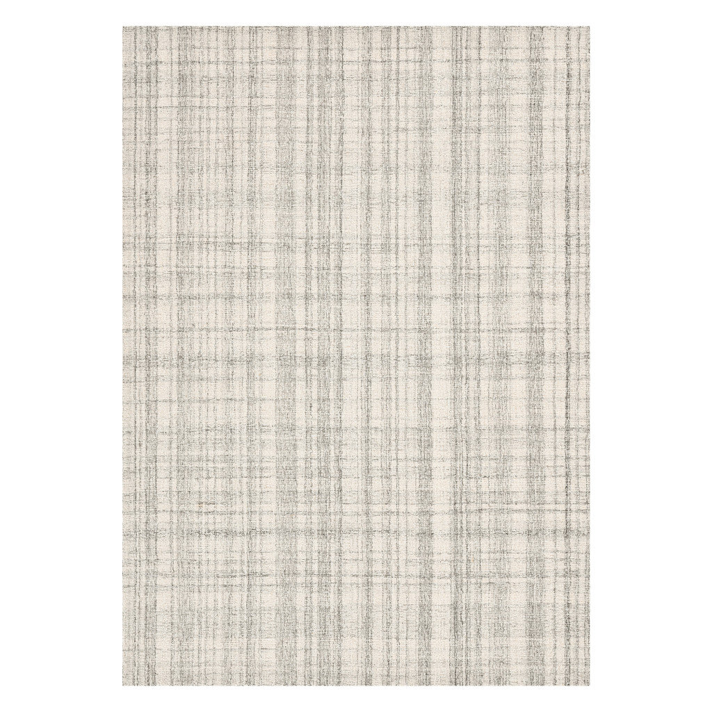 Orren Ellis 2' X 3' Ivory And Gray Wool Plaid Hand Tufted Area Rug ...