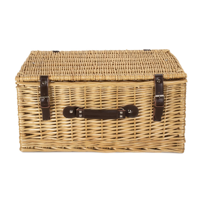 Wicker Empty Hamper Basket, 25cm H x 51cm W x 35cm D, Buff 