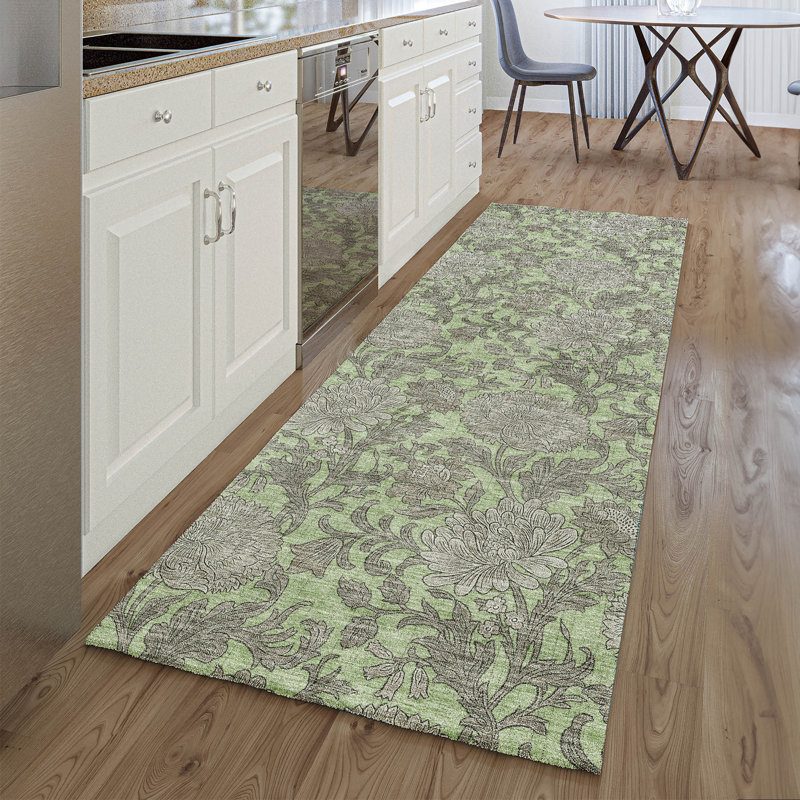 Premium Machine Washable Prisco Aloe Rug, Runner 2'3" x 7'6"