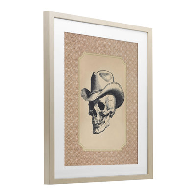 Vintage Cowboy Skull Framed Print Under Glass, design by Arlington Prints
