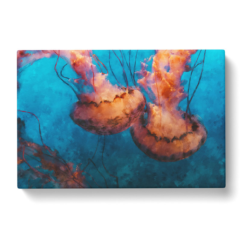 Pink Jellyfish Painting - Wrapped Canvas, 60cm H x 91cm W x 3cm D