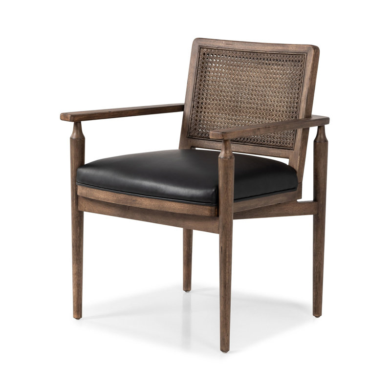 Xavier Upholstered Arm Chair, Black Genuine Leather