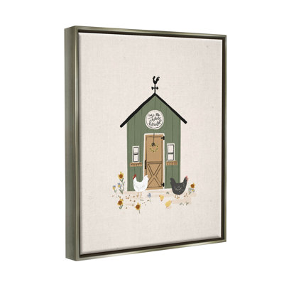 «Green Hen House Chicken Farm», art mural sur toile flottante par Loni Harris