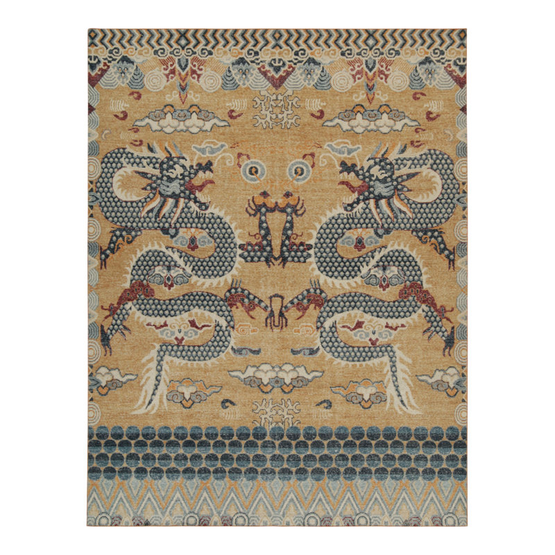 Distressed Homage Hand Knotted Wool Animal Print Area Rug, Rectangle 12' x 15'