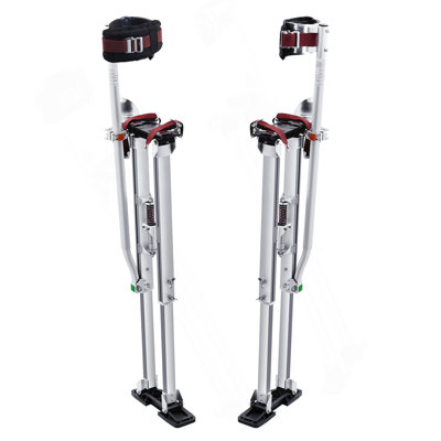 Drywall Stilts, 36''-50'' Adjustable Aluminum Tool Stilts With Protective Knee Pads, Durable And Non-Slip Work Stilts For Sheetrock Painting, Walking, Taping, Silver