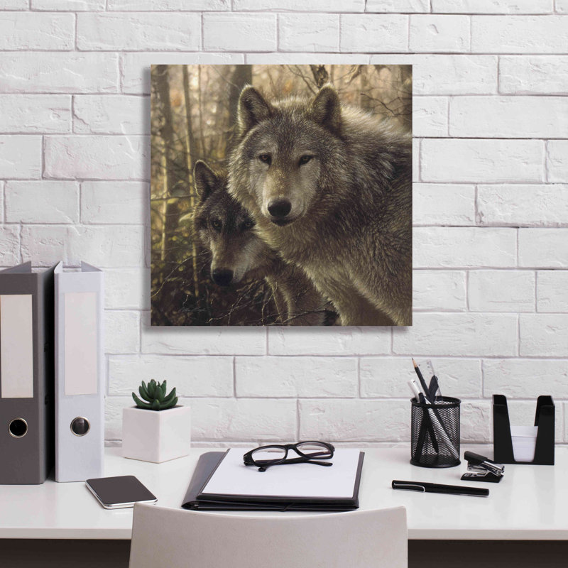 «Wood Land Companions» par Collin Bogle, art mural sur toile, H 18 po x l 18 po x P 0,5 po